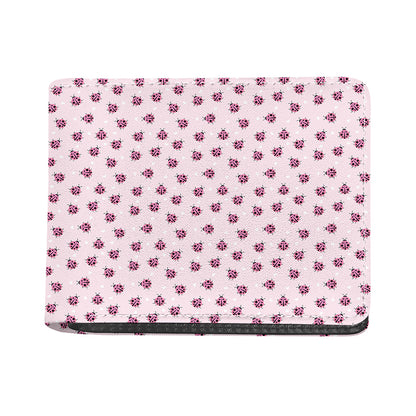 Pink Ladybug Pattern Print Bifold Wallet
