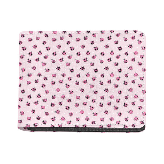 Pink Ladybug Pattern Print Bifold Wallet