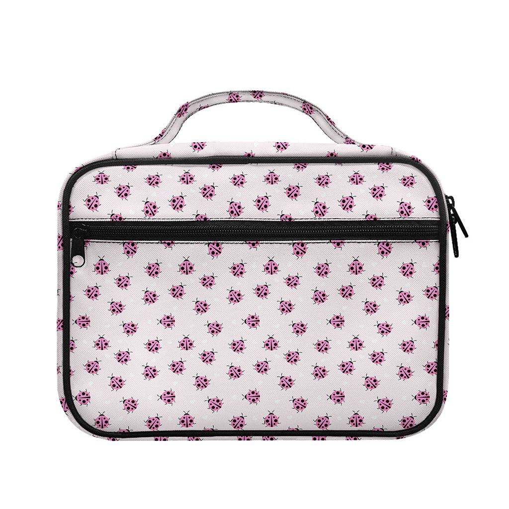 Pink Ladybug Pattern Print Briefcase Bible Bag