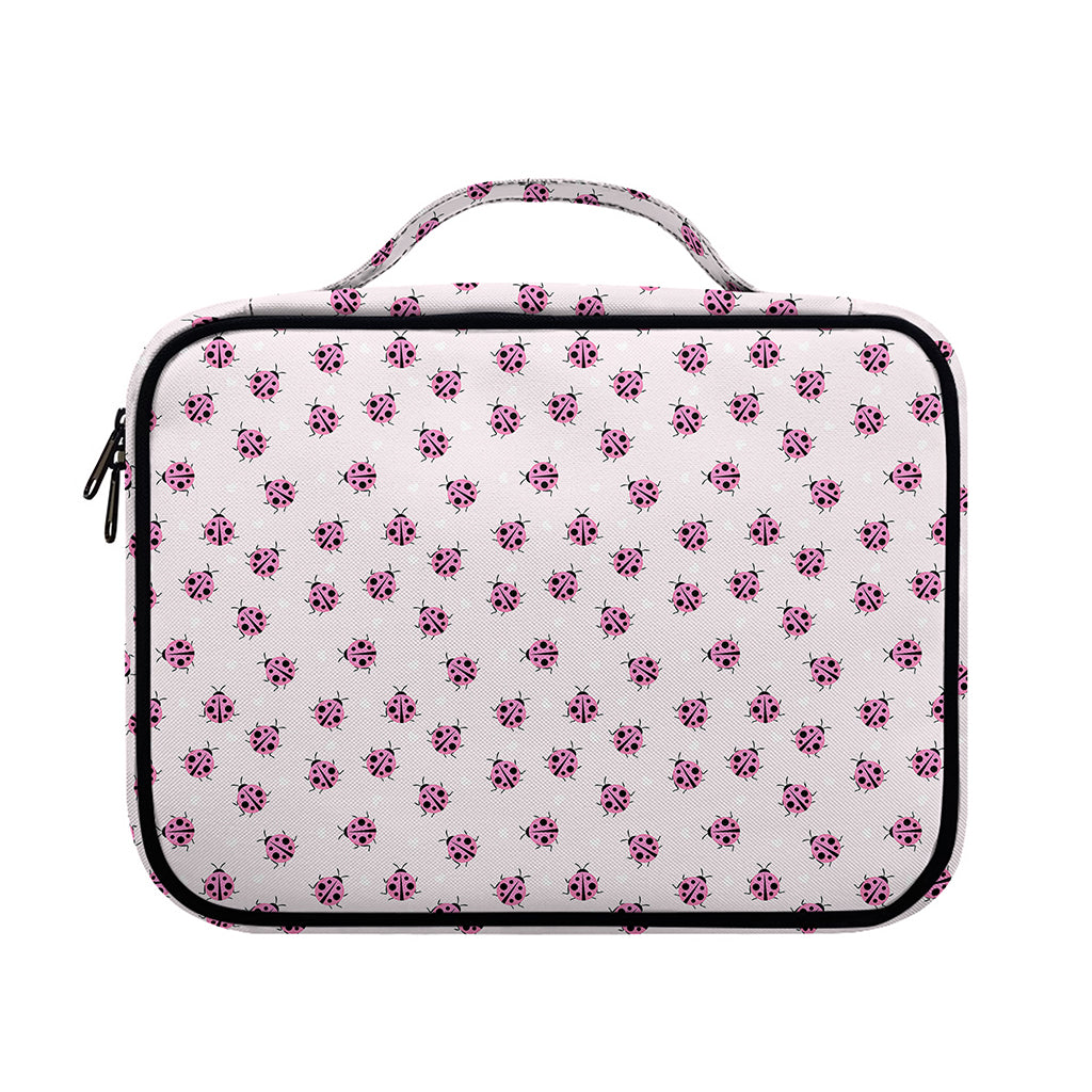 Pink Ladybug Pattern Print Briefcase Bible Bag