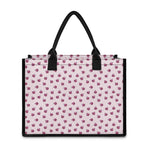 Pink Ladybug Pattern Print Canvas Tote Bag