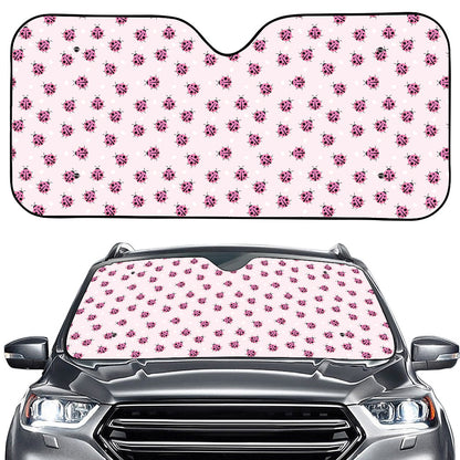 Pink Ladybug Pattern Print Car Windshield Sun Shade