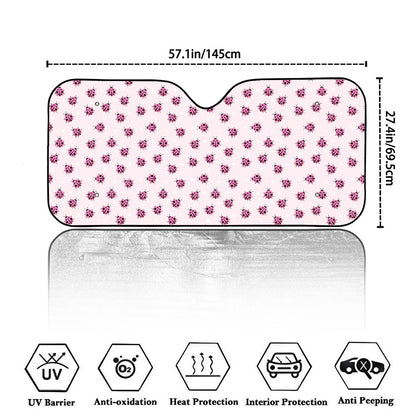 Pink Ladybug Pattern Print Car Windshield Sun Shade