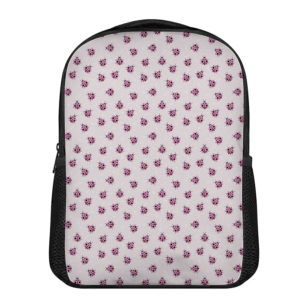 Pink Ladybug Pattern Print Casual Backpack