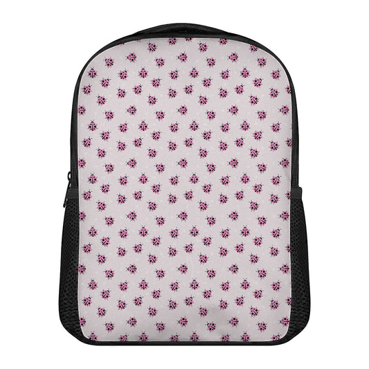 Pink Ladybug Pattern Print Casual Backpack