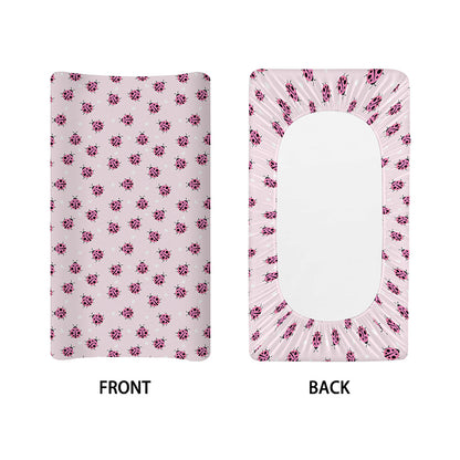 Pink Ladybug Pattern Print Changing Pad Cover