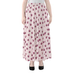Pink Ladybug Pattern Print Chiffon Maxi Skirt