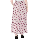 Pink Ladybug Pattern Print Chiffon Maxi Skirt