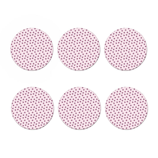 Pink Ladybug Pattern Print Coaster Set