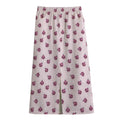 Pink Ladybug Pattern Print Cotton Front Slit Maxi Skirt