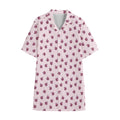 Pink Ladybug Pattern Print Cotton Hawaiian Shirt