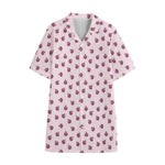 Pink Ladybug Pattern Print Cotton Hawaiian Shirt