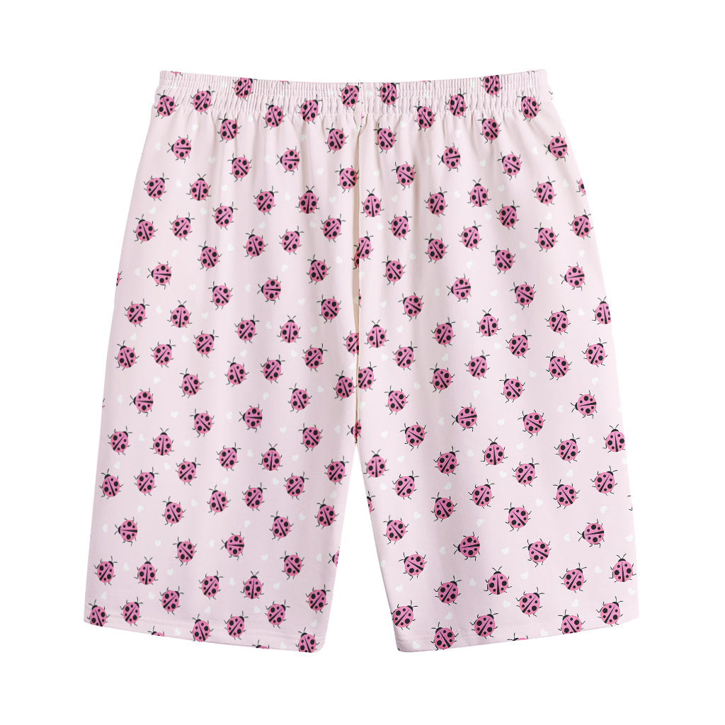 Pink Ladybug Pattern Print Cotton Shorts