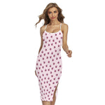 Pink Ladybug Pattern Print Cross Back Cami Dress