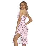 Pink Ladybug Pattern Print Cross Back Cami Dress