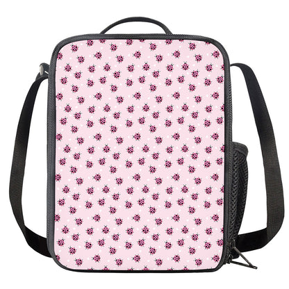 Pink Ladybug Pattern Print Crossbody Lunch Bag