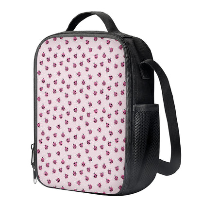 Pink Ladybug Pattern Print Crossbody Lunch Bag