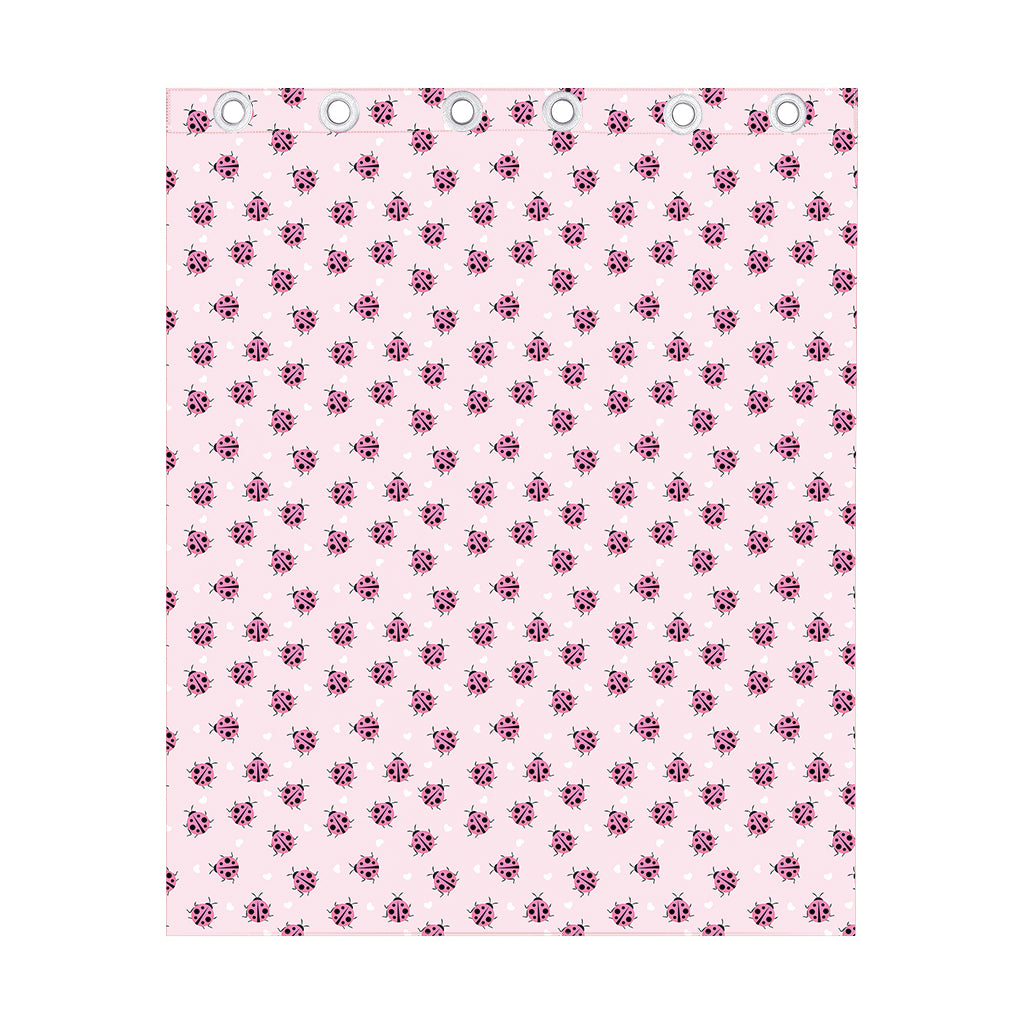 Pink Ladybug Pattern Print Curtain