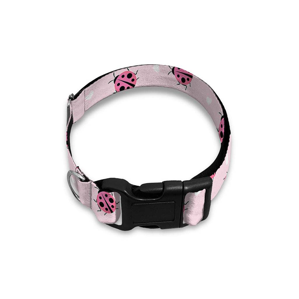 Pink Ladybug Pattern Print Dog Collar