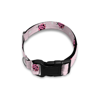 Pink Ladybug Pattern Print Dog Collar