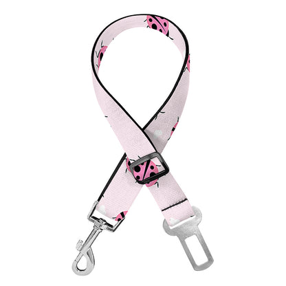 Pink Ladybug Pattern Print Dog Seat Belt