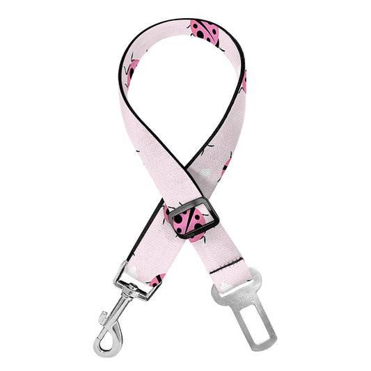 Pink Ladybug Pattern Print Dog Seat Belt