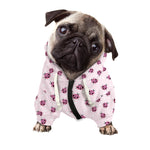 Pink Ladybug Pattern Print Dog Zip Up Hoodie