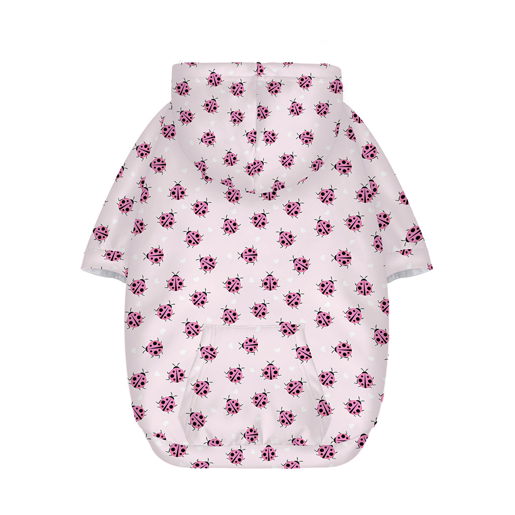 Pink Ladybug Pattern Print Dog Zip Up Hoodie