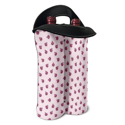 Pink Ladybug Pattern Print Double Neoprene Wine Tote