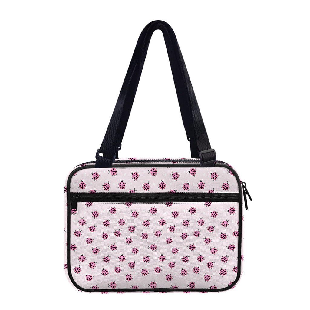 Pink Ladybug Pattern Print Double Strap Bible Bag