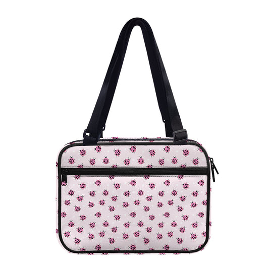 Pink Ladybug Pattern Print Double Strap Bible Bag