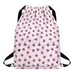 Pink Ladybug Pattern Print Drawstring Backpack