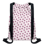 Pink Ladybug Pattern Print Drawstring Backpack