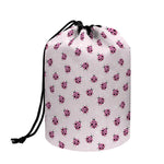 Pink Ladybug Pattern Print Drawstring Makeup Bag