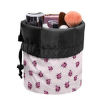Pink Ladybug Pattern Print Drawstring Makeup Bag