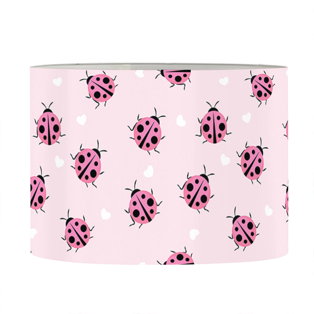 Pink Ladybug Pattern Print Drum Lamp Shade