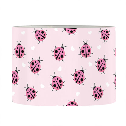 Pink Ladybug Pattern Print Drum Lamp Shade