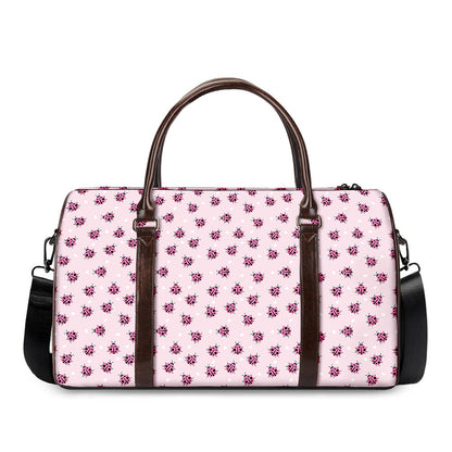 Pink Ladybug Pattern Print Duffle Bag