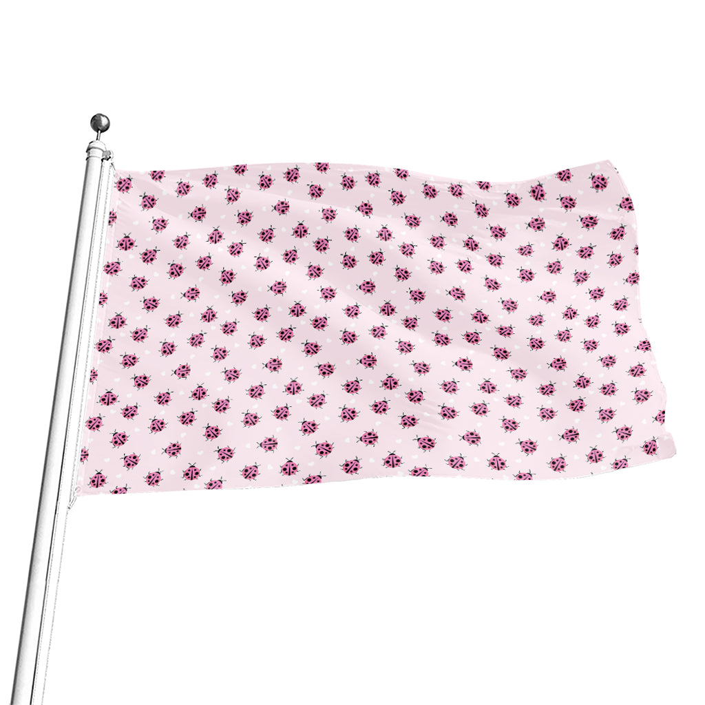 Pink Ladybug Pattern Print Flag