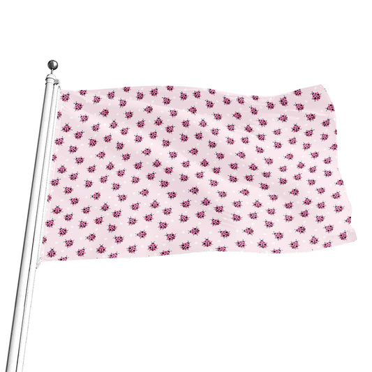 Pink Ladybug Pattern Print Flag