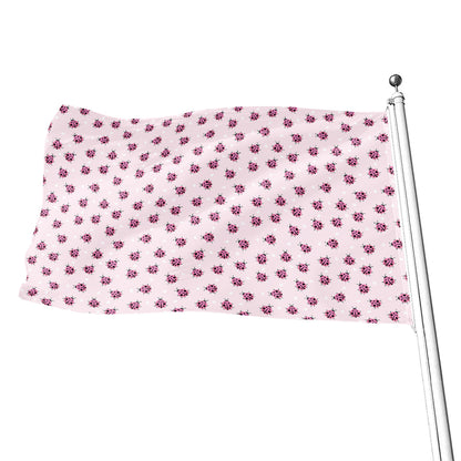 Pink Ladybug Pattern Print Flag