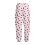 Pink Ladybug Pattern Print Fleece Lined Knit Pants