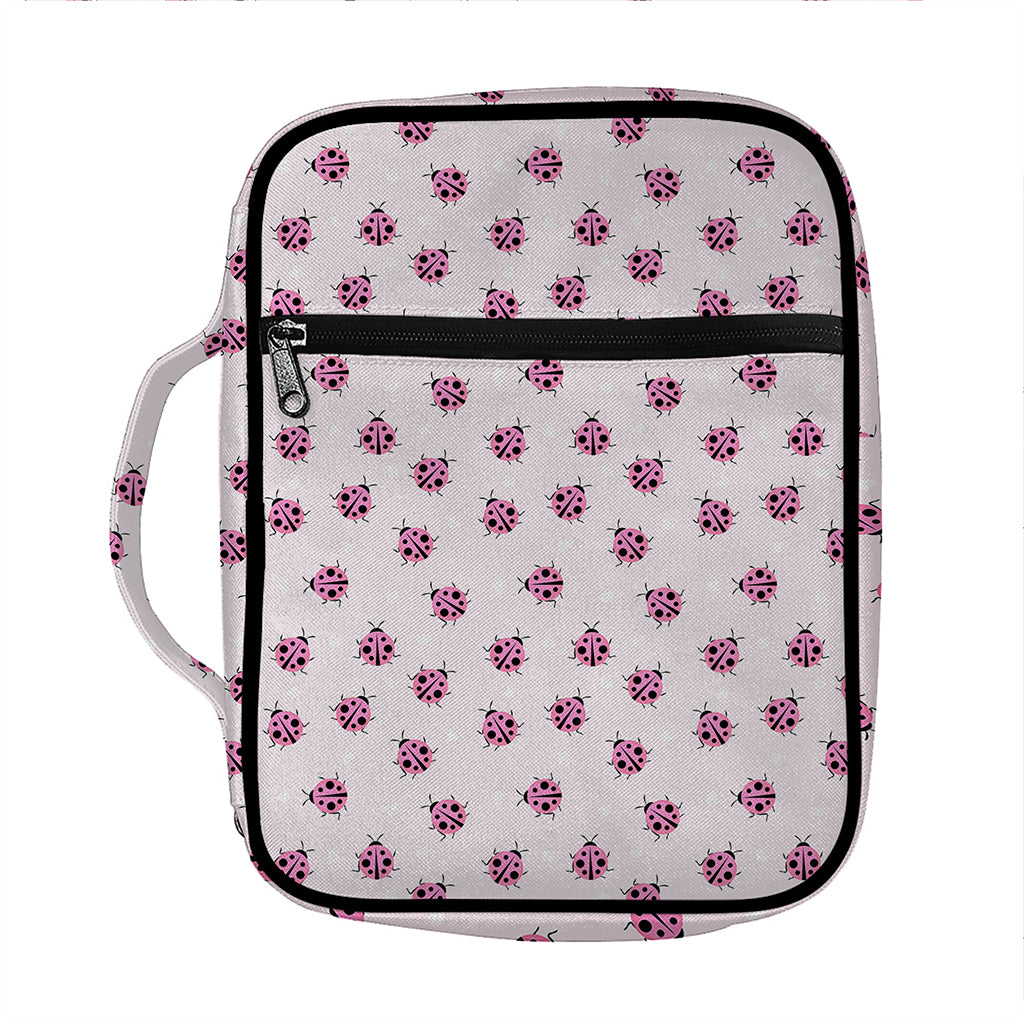 Pink Ladybug Pattern Print Front Pocket Bible Bag