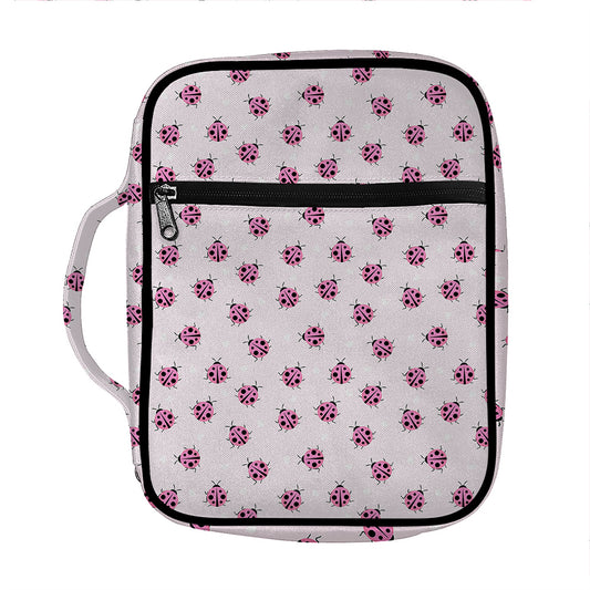 Pink Ladybug Pattern Print Front Pocket Bible Bag