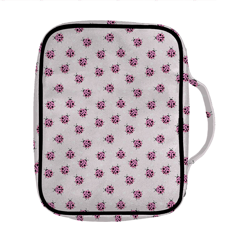 Pink Ladybug Pattern Print Front Pocket Bible Bag