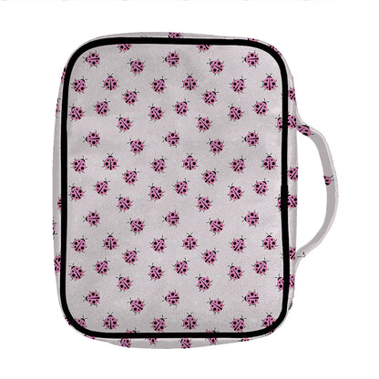 Pink Ladybug Pattern Print Front Pocket Bible Bag