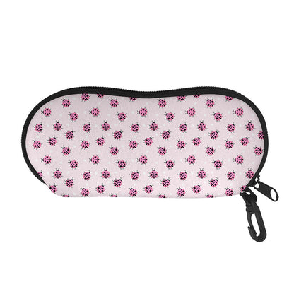 Pink Ladybug Pattern Print Glasses Case