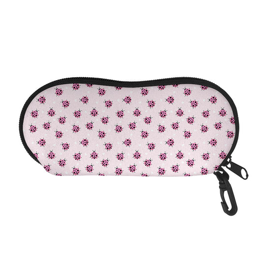 Pink Ladybug Pattern Print Glasses Case