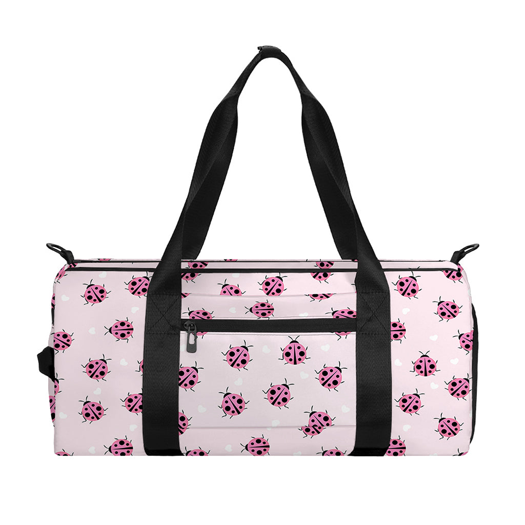 Pink Ladybug Pattern Print Gym Bag