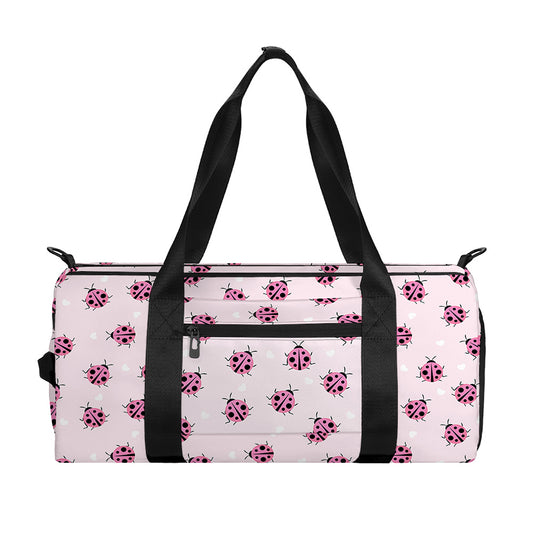 Pink Ladybug Pattern Print Gym Bag
